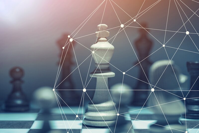 strategy competitive ideas concept with chess board game vintage color tone